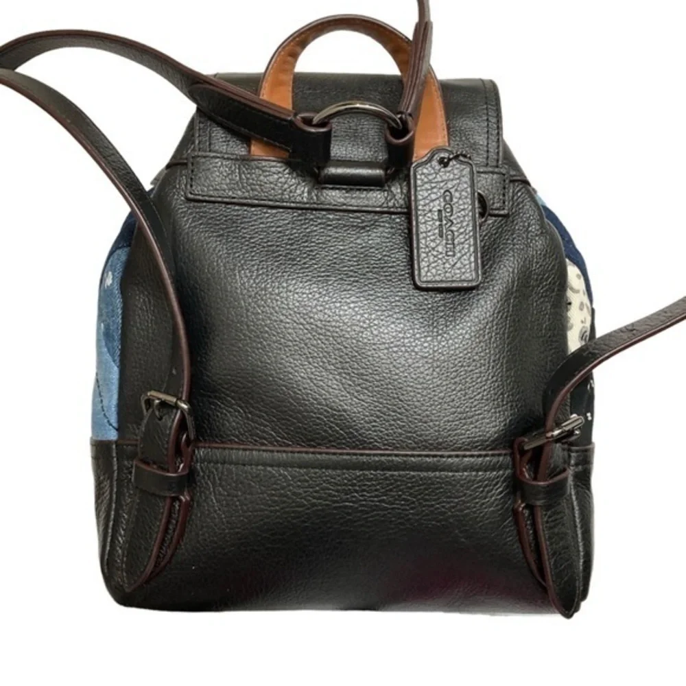 Coach Patchwork Turnlock Rucksack Backpack 37743 Canyon Quilt Denim